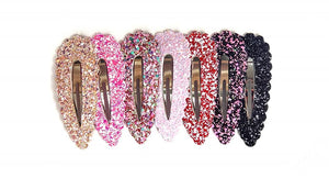4 inch Scallop Snap Clip-MYSTERY bag of 10 Glitter/Print (Wholesale)