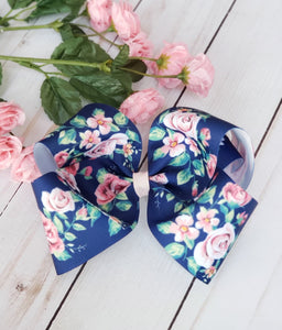 Makenna Bow-Navy Floral Wholesale