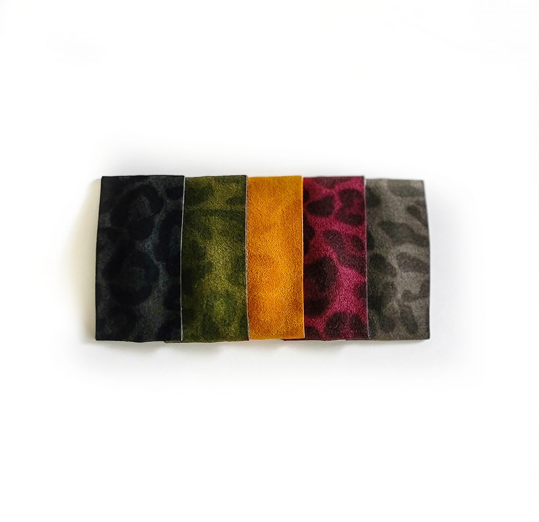 2 inch Rectangle Snap Clip Set of 5-Fall Leopard Suede Wholesale